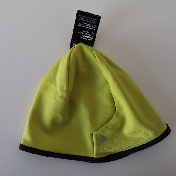 NWT LULULEMON YLSR Yellow Tech Fleece Cold Terrain Run Beanie Hat Men's OS - Picture 3 of 7